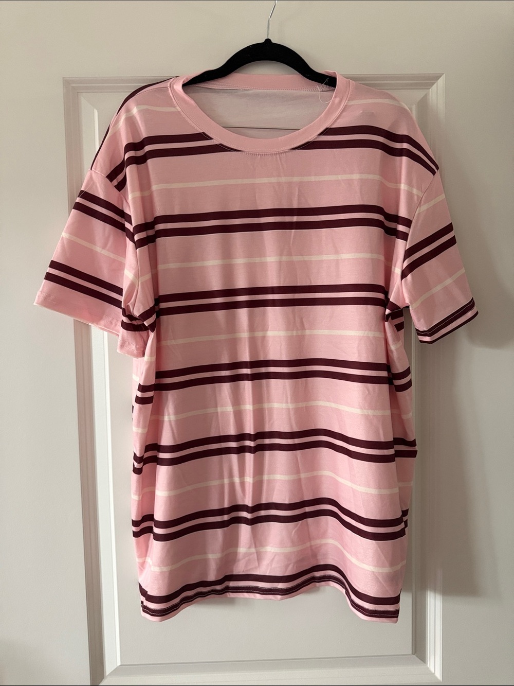 Pink Striped Short Sleeve and Short Set